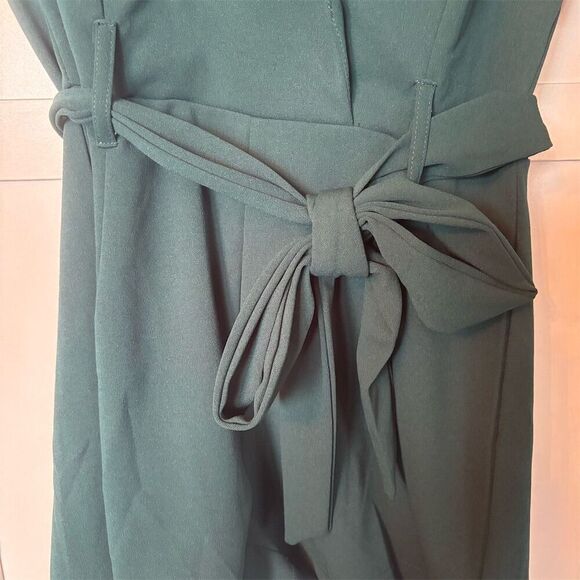 Women's Dark Green Short Sleeve Jumpsuit with Belt Size S - Picture 4 of 10